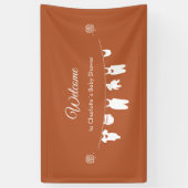 Rust Boho Minimalistisch Baby shower Welkom Spandoek (Verticaal)
