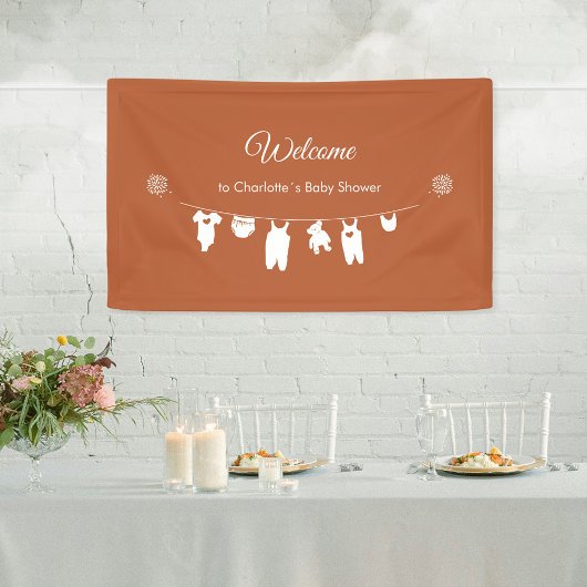 Rust Boho Minimalistisch Baby shower Welkom Spandoek