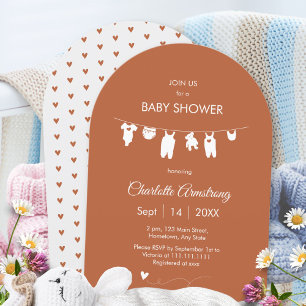 Rust Boho Minimalistische Gebogen Babyfeestje Kaart