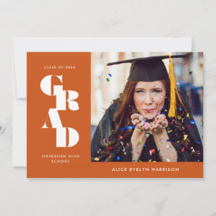 Rust Bold Serif Single Photo Afstuderen Aankondiging