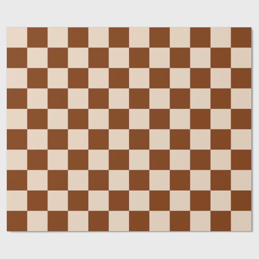 Rust brown and beige checkerboard pattern cadeaupapier (Vlak)