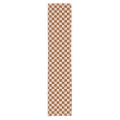 Rust brown and beige checkerboard pattern korte tafelloper (Voorkant)