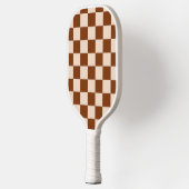 Rust brown and beige checkerboard pattern pickleball paddle (Links)