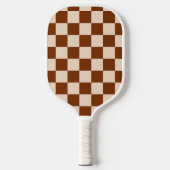 Rust brown and beige checkerboard pattern pickleball paddle (Voorkant)