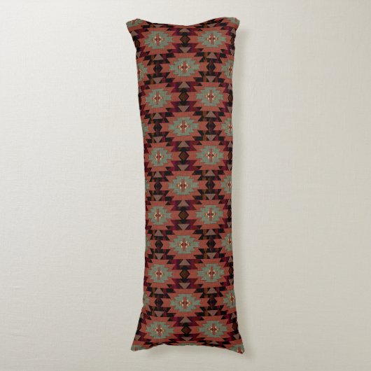 Rust Brown Aqua en Zwarte Zuidwestelijke Stijl Lichaamskussen (Voorkant Verticaal)