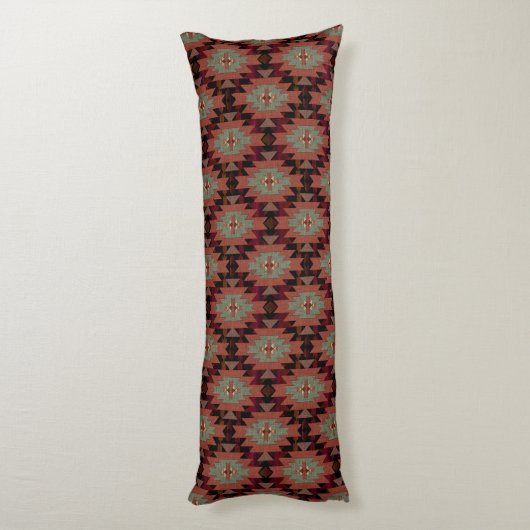Rust Brown Aqua en Zwarte Zuidwestelijke Stijl Lichaamskussen (Achterkant (Verticaal))