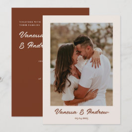 Rust Brown Boho minimalistische foto bruiloft Kaart