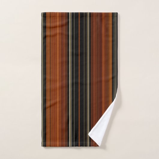Rust Brown Modern Stripes Bad Handdoek (Handdoek)