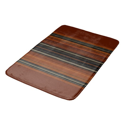 Rust Brown Modern Stripes Badmat (Gekanteld)