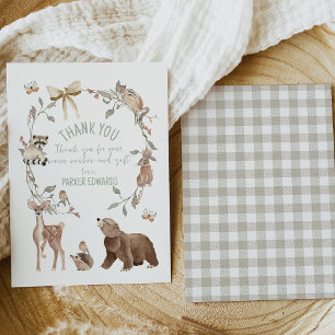 Rust Bruin Bos Baby Shower Bedankkaart