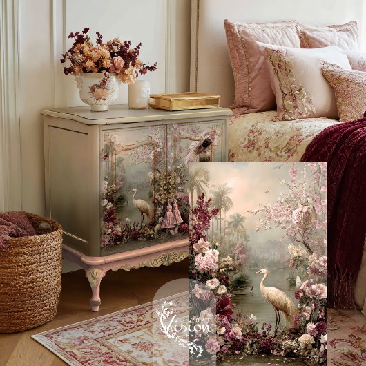 Rust Chinoiserie Bird Floral Romance Tissuepapier