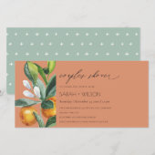 Rust Citrus Oranje Botanische Couples Shower Invit Bedankkaart (Voorkant / Achterkant)