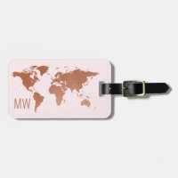 Rust Copper en Roos Gold Pink Wereldkaart Reizen