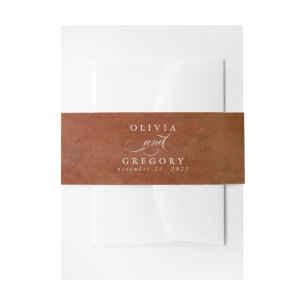 Rust Copper Textured Modern Minimum Wedding Invita Uitnodigingen Wikkel