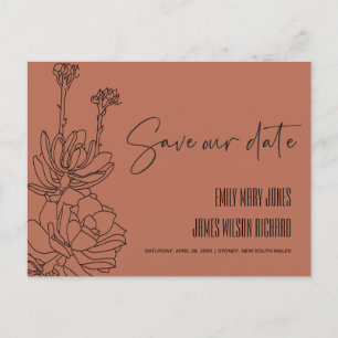 RUST DESERT CACTI SUCCULENT SKETCH BEWAREN DE DATU AANKONDIGINGSKAART