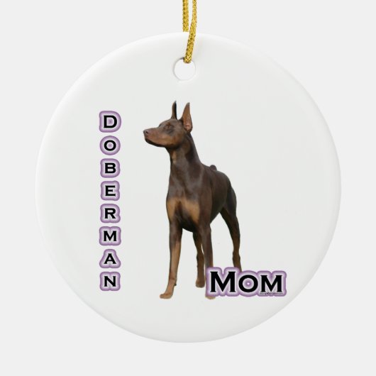Rust Doberman Moeder 4 - Sleutelhanger Keramisch Ornament (Voorkant)