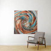 Rust en Blauw Abstracte Dolfijn Swirl Wandkleed (In situ)