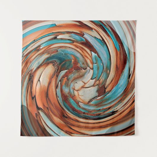 Rust en Blauw Abstracte Dolfijn Swirl Wandkleed (Voorkant)