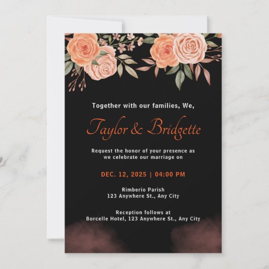 Rust en Emerald Black Fall Wedding Kaart (Voorkant)