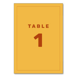 Rust en Geel Wes Anderson Geïnspireerd tabelnummer Kaart