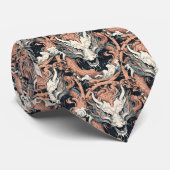 Rust en Jade gekleurde Chinese Draak Stropdas (Opgerold)