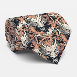 Rust en Jade gekleurde Chinese Draak Stropdas