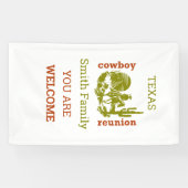 Rust en olijfgroene cowboy cactus boom reünie spandoek (Horizontaal)