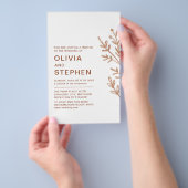 Rust en wit. Eenvoudig blad. Modern bruiloft Flyer (Hand)