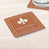 Rust Fleur de Lis Wedding Paper Onderzetters (Gebogen)