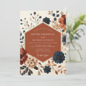 Rust Floral Autumn Harvest Wedding Kaart (Staand voorkant)