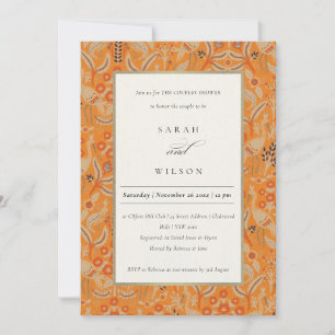  Rust Floral Peacock Couples Shower Invite Bedankkaart