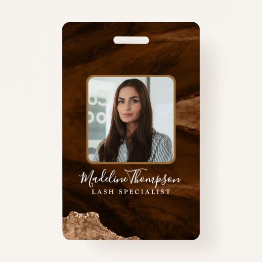Rust Gold Agate Marble Bedrijf ID Badge (Voorkant)