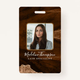 Rust Gold Agate Marble Bedrijf ID Badge