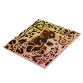 Rust Gold Brown Beer Floral herfst Leaves Batik Tegeltje (Zijkant)