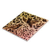 Rust Gold Brown Bird Autumn Leaves Batik Tegeltje (Zijkant)