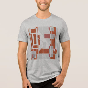 Rust Grijs Stoffig Roos MCM Look Geometrisch Abstr Tri-Blend Shirt