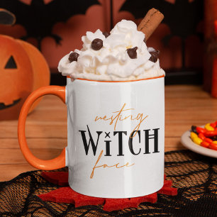 Rust heks gezicht plezier Halloween typografie Mok