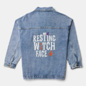Rust heks gezicht vrouwen rustende heks gezicht denim jacket (Achterkant)