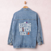 Rust heks gezicht vrouwen rustende heks gezicht denim jacket (Hangar)