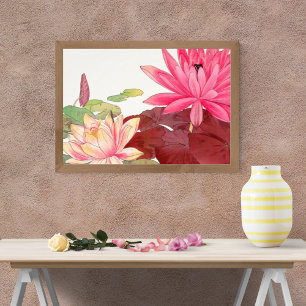 Rust in bloei: een roze lotus verf foto afdruk