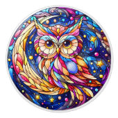 Rust in Glass A Floral Glas in lood Window Keramische Knop (Voorkant)