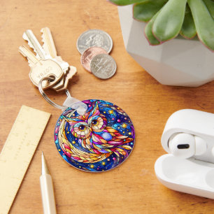 Rust in Glass A Floral Glas in lood Window Sleutelhanger