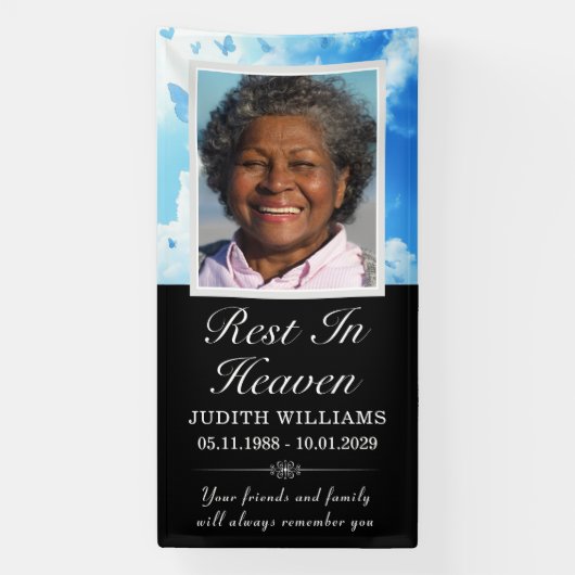 Rust in Heaven Sky Butterflies Grave Blanket Hoesj Spandoek (Verticaal)