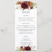 Rust Ivory Bourgogne Floral Menu Mariage (Devant)