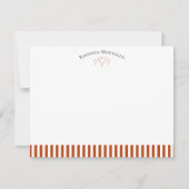 Rust Modern Open Hearts Striped Note Card Notitiekaartje (Voorkant)