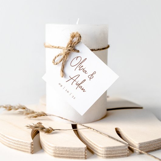 Rust | Moderne handgeschreven bruiloft voor script Bedankjes Labels