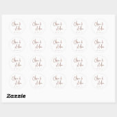 Rust | Moderne handgeschreven bruiloft voor script Ronde Sticker (Vel)