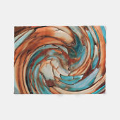 Rust N Blauw Abstracte Art Fleece Deken (Voorkant (Horizontaal))
