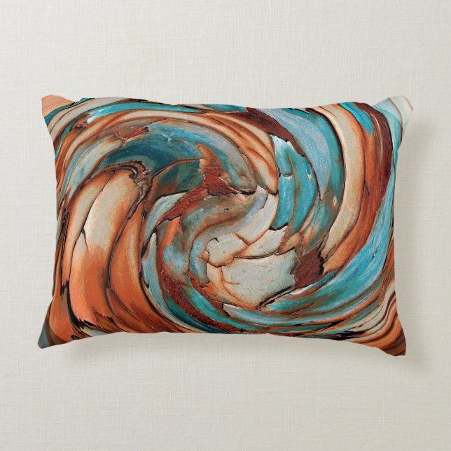 Rust N Blue Abstract Art Sierkussen Accent Kussen (Achterkant)
