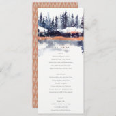 Rust Navy Winter Pine Forest Snow Wedding Menu Kaart (Voorkant / Achterkant)